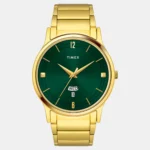 Fashion Men Quartz Green Dial Analog Stainless Steel Watch TW000R462