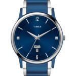 Fashion Men Quartz Blue Dial Analog Stainless Steel Watch TW000R466