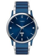 Fashion Men Quartz Blue Dial Analog Stainless Steel Watch TW000R466