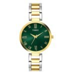 Fashion Women Quartz Green Dial Analog Stainless Steel Watch TW000X274