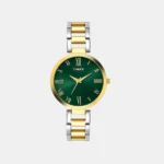 Fashion Women Quartz Green Dial Analog Stainless Steel Watch TW000X274