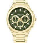 Kenneth Cole Quartz Chronograph Green Dial Golden Stainless Steel Strap Watch For Men
