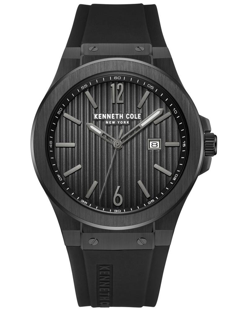 kcwgn0034404mn_1 Kenneth Cole Quartz Analog with Date Black Dial Silicone Strap Watch for Men - Image 1