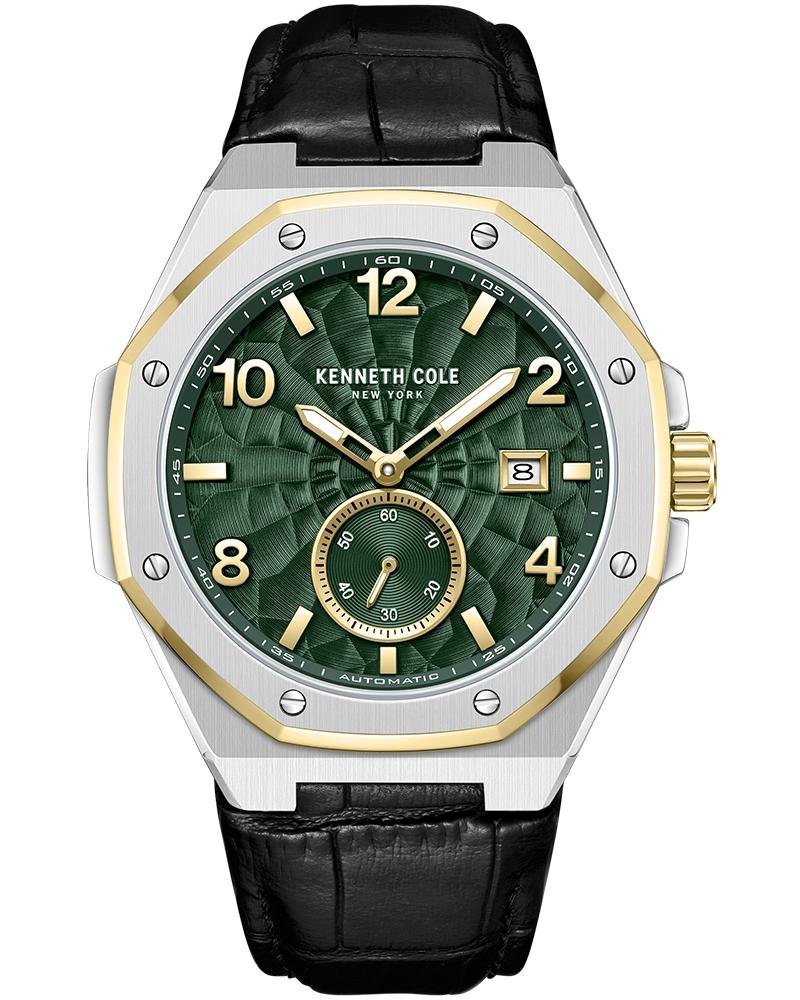 kcwgx0059003mn_1 Kenneth Cole Automatic Black Leather Strap Watch For Men - Image 1