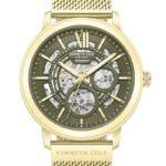 Kenneth Cole Automatic Automatic Green Dial Golden Stainless Steel Strap Watch For Men