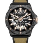 Kenneth Cole Automatic Silver Dial Black Colour Silicone Strap Watch For Men