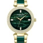 Kenneth Cole Quartz Analog Green Dial Green Stainless Steel & Ceramic Strap Watch For Women
