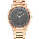 Titan Edge Anthracite Dial Quartz Stainless Steel Strap Watch for Men