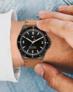 Tommy Hilfiger Quartz Analog Black Dial Leather Strap Watch for Men - Image 4