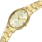 Titan Edge Gleam Quartz Analog Champagne Dial Golden Stainless Steel Strap Watch For Women - Image 3