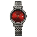 Titan Titan Karishma Quartz Analog Red Dial Grey Stainless Steel Strap Watch For Women