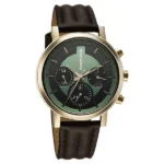 Fastrack Chrome K Quartz Multifunction Green Dial Brown Leather Strap Watch For Guys - Image 2