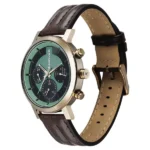Fastrack Chrome K Quartz Multifunction Green Dial Brown Leather Strap Watch For Guys - Image 3
