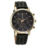 Fastrack Chrome K Quartz Multifunction Black Dial Black Leather Strap Watch For Guys - Image 2