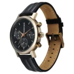 Fastrack Chrome K Quartz Multifunction Black Dial Black Leather Strap Watch For Guys - Image 3