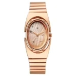 Fastrack UFO Quartz Analog Yellow Mother of Pearl Dial Rose Gold Colour Stainless Steel Strap Watch For Girls