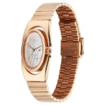 Fastrack UFO Quartz Analog Yellow Mother of Pearl Dial Rose Gold Colour Stainless Steel Strap Watch For Girls - Image 3