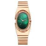 Fastrack UFO Quartz Analog Green Mother Of Pearl Dial Rose Gold Colour Stainless Steel Strap Watch For Girls