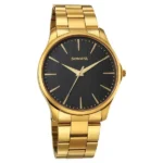 Sonata Traditional Essentials Quartz Analog Black Dial Golden Metal Strap Watch For Men