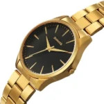 Sonata Traditional Essentials Quartz Analog Black Dial Golden Metal Strap Watch For Men - Image 3