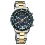 Sonata Chronos Quartz Analog with Date Blue Dial Two Toned Colour Stainless Steel Strap Watch For Men