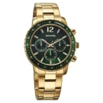 Sonata Chronos Quartz Analog with Date Green Dial Golden Colour Stainless Steel Strap Watch For Men