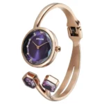 Sonata Aura Quartz Analog Purple Dial Rose Gold Stainless Steel Strap Watch For Women - Image 2