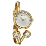 Sonata Aura Quartz Analog White Dial Golden Stainless Steel Strap Watch For Women
