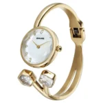 Sonata Aura Quartz Analog White Dial Golden Stainless Steel Strap Watch For Women - Image 2