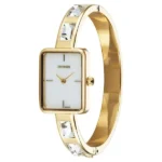 Sonata Aura Quartz Analog White Mother of Pearl Dial Golden Stainless Steel Strap Watch For Women - Image 2