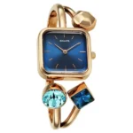 Sonata Aura Quartz Analog Blue Dial Rose Gold Stainless Steel Strap Watch For Women - Image 2