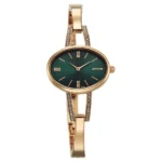 Sonata Aura Quartz Analog Green Dial Rose Gold Stainless Steel Strap Watch For Women