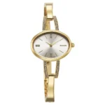Sonata Aura Quartz Analog Silver Dial Golden Stainless Steel Strap Watch For Women