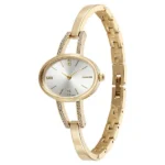 Sonata Aura Quartz Analog Silver Dial Golden Stainless Steel Strap Watch For Women - Image 2