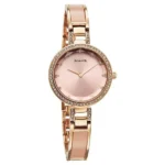 Sonata Aura Quartz Analog Pink Dial Rose Gold Stainless Steel Strap Watch For Women