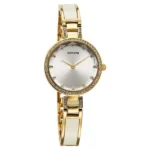 Sonata Aura Quartz Analog Silver Dial Two Toned Stainless Steel Strap Watch For Women