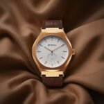 Titan Contour Analog with Small Second and White Dial Brown Leather Strap Watch for Men