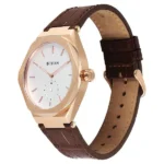Titan Contour Analog with Small Second and White Dial Brown Leather Strap Watch for Men - Image 3