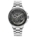 Titan Classique Half Cut Chronograph Analog with Black Dial Silver Stainless Strap Watch for Men