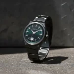 Titan Classique Big Date Analog with Green Dial Dark Gun Stainless Steel Strap Watch for Men