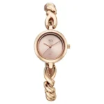 Vyb Siren By Fastrack Quartz Analog Pink Dial Rose Gold Stainless Steel Strap Watch For Girls