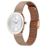 Vyb Lumina By Fastrack Quartz Analog Silver Dial Rose Gold Stainless Steel Strap Watch For Girls - Image 2