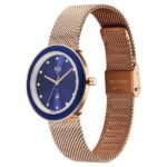 Vyb Lumina By Fastrack Quartz Analog Blue Dial Rose Gold Stainless Steel Strap Watch For Girls - Image 3