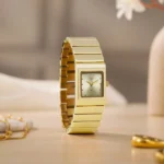 Vyb Successor By Fastrack Quartz Analog Champagne Dial Golden Metal Strap Watch For Girls