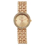 Vyb Iconique By Fastrack Quartz Analog Pink Dial Rose Gold Metal Strap Watch For Girls