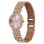 Vyb Iconique By Fastrack Quartz Analog Purple Dial Rose Gold Metal Strap Watch For Girls - Image 3