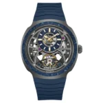 Kenneth Cole Limited Edition Automatic Self Winding and Crystal Titanium Bezel Blue Dial Blue Silicone Strap Watch With The Winder Box For Men