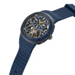 Kenneth Cole Limited Edition Automatic Self Winding and Crystal Titanium Bezel Blue Dial Blue Silicone Strap Watch With The Winder Box For Men - Image 3