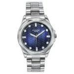 Poze By Sonata Quartz Analog Blue Dial Silver Metal Strap Watch For Men - Image 2