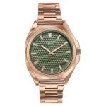 Poze By Sonata Quartz Analog Green Dial Rose Gold Metal Strap Watch For Men - Image 2